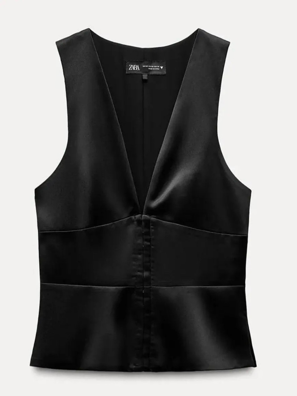 Zara Black Satin V-Neck Sleeveless Camisole
